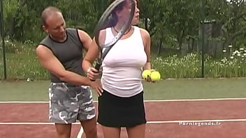 After a tennis lesson, Krystal and Pamela fuck with their teacher